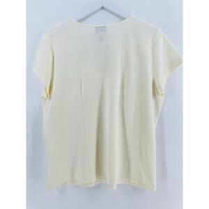 VTG Talbots V-Neck Short Sleeve Rayon Top Ivory Women’s Blouse Size XL S1004 NWT